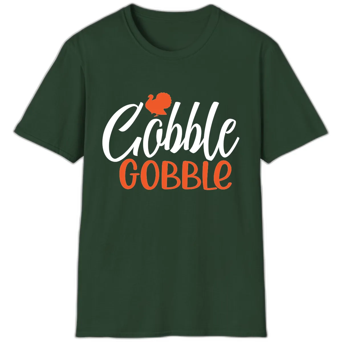 Gobble Gobble Turkey Thanksgiving Design T-Shirt in Forest Green