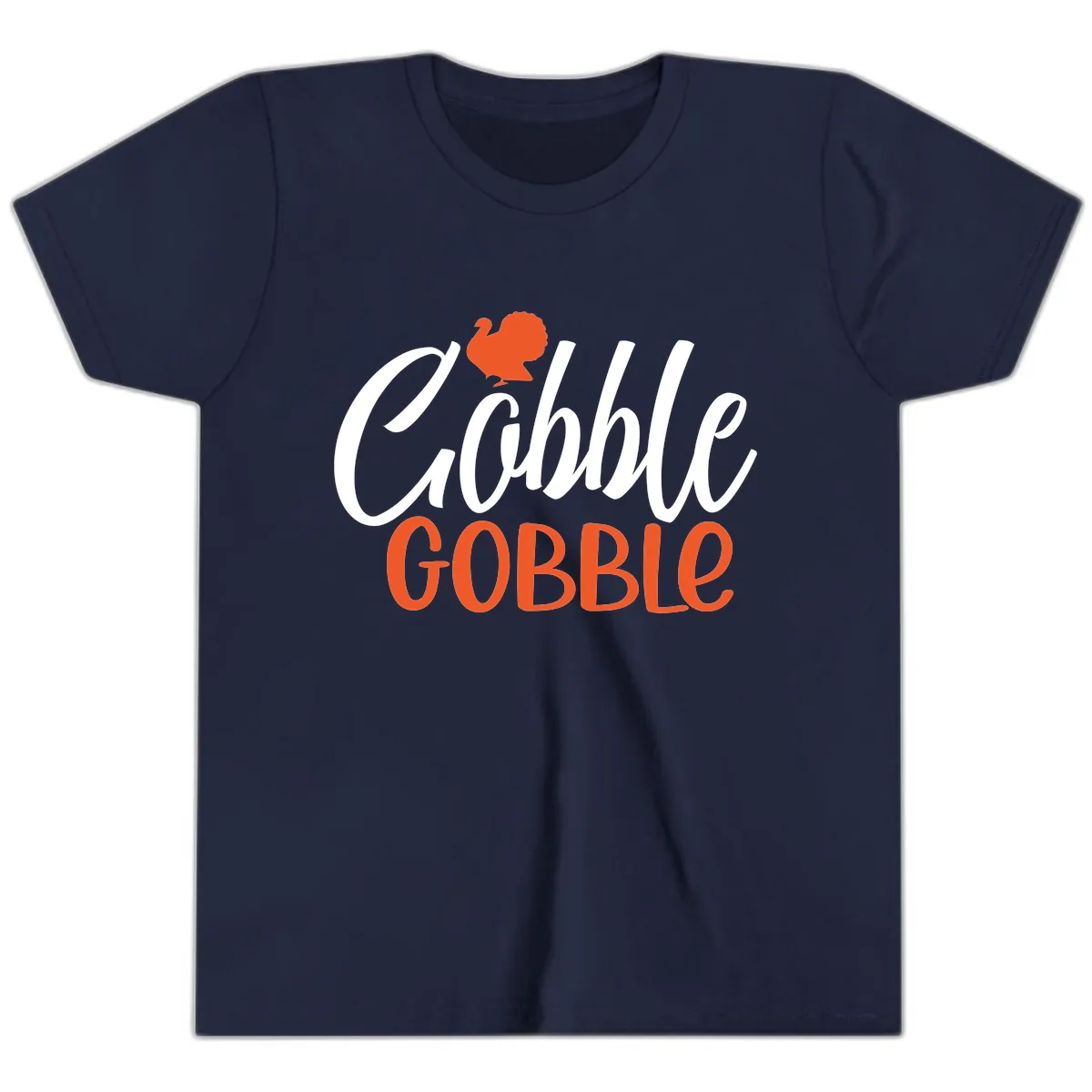 Gobble Gobble Turkey Thanksgiving Design Youth T-Shirt in Navy