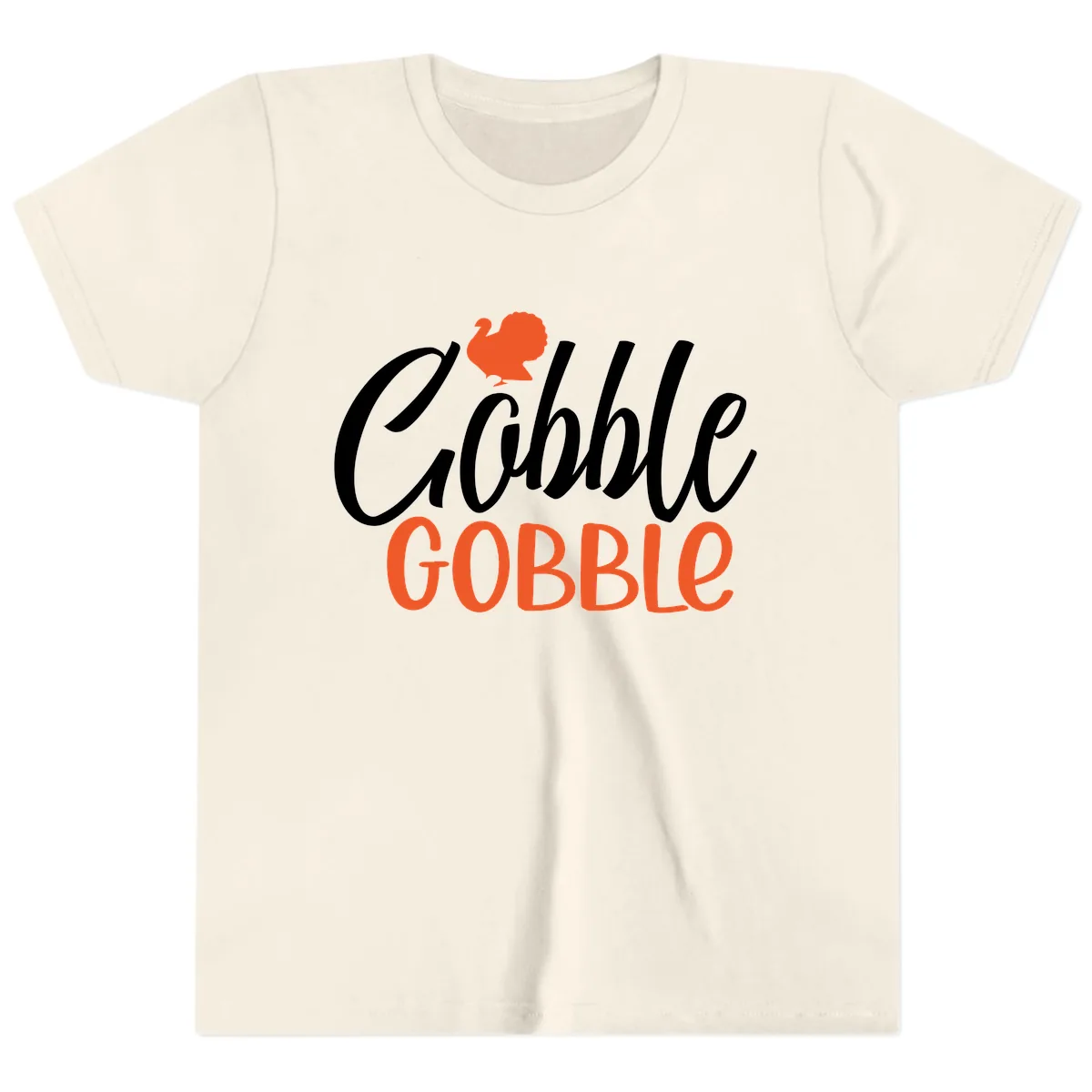 Gobble Gobble Turkey Thanksgiving Design Youth T-Shirt in Natural