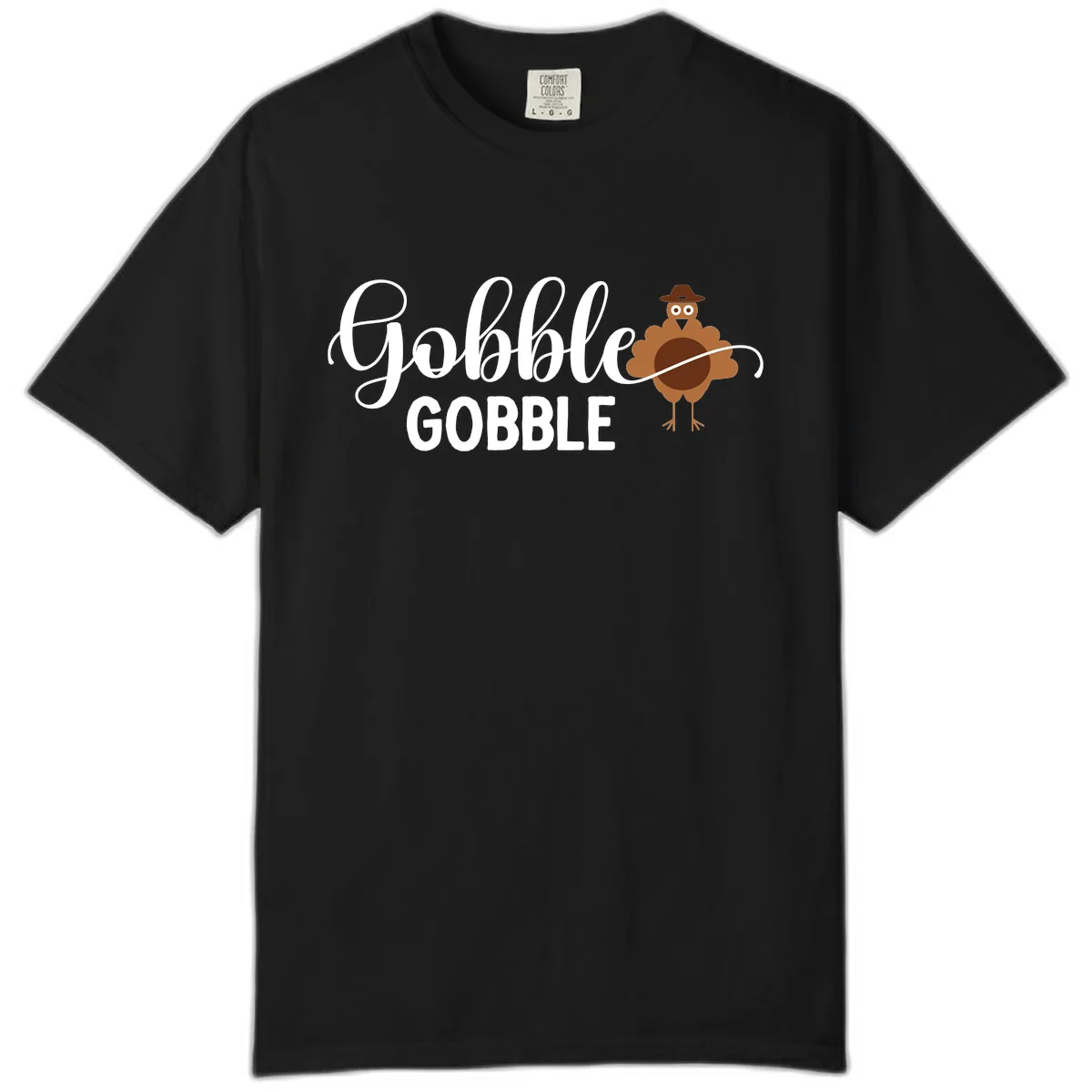 Gobble Gobble Turkey Thanksgiving Celebration Comfort Color in Black