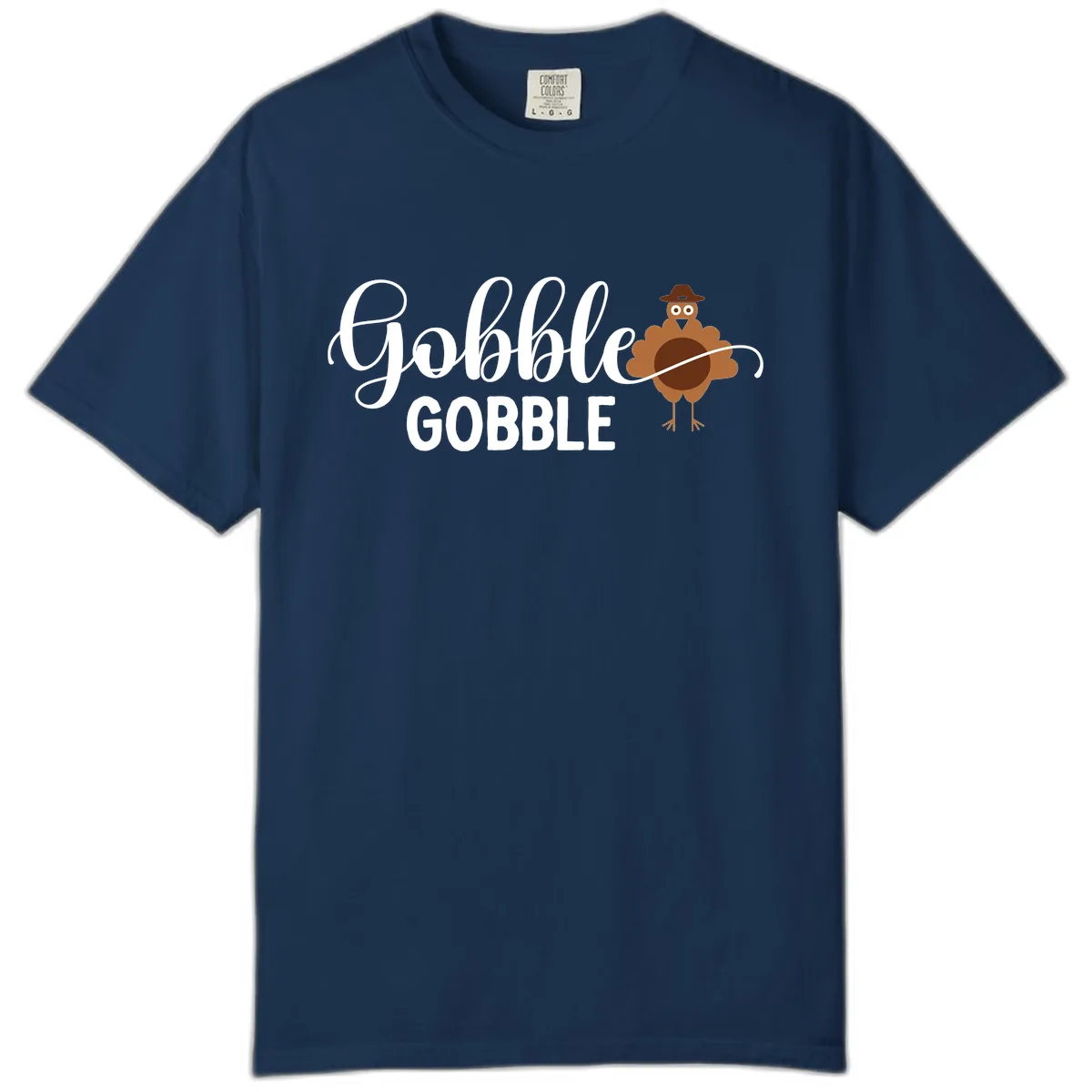Gobble Gobble Turkey Thanksgiving Celebration Comfort Color in Navy