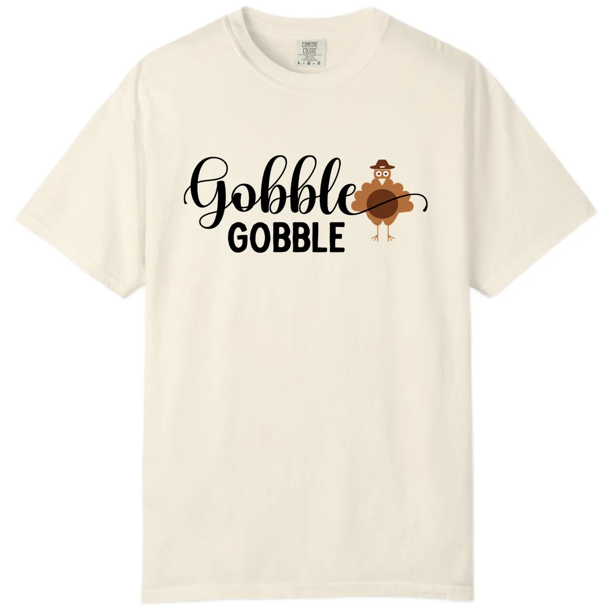 Gobble Gobble Turkey Thanksgiving Celebration Comfort Color in Ivory