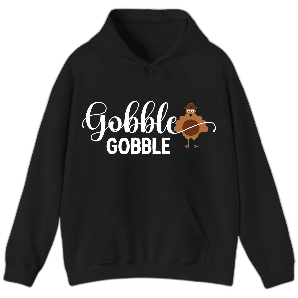 Gobble Gobble Turkey Thanksgiving Celebration Hoodie in Black
