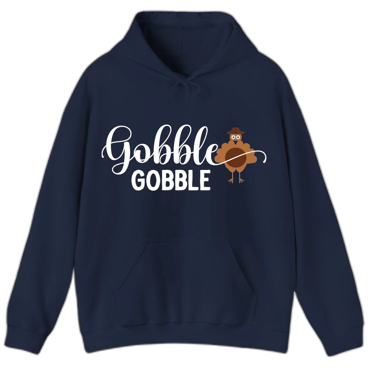 Gobble Gobble Turkey Thanksgiving Celebration Hoodie in Navy