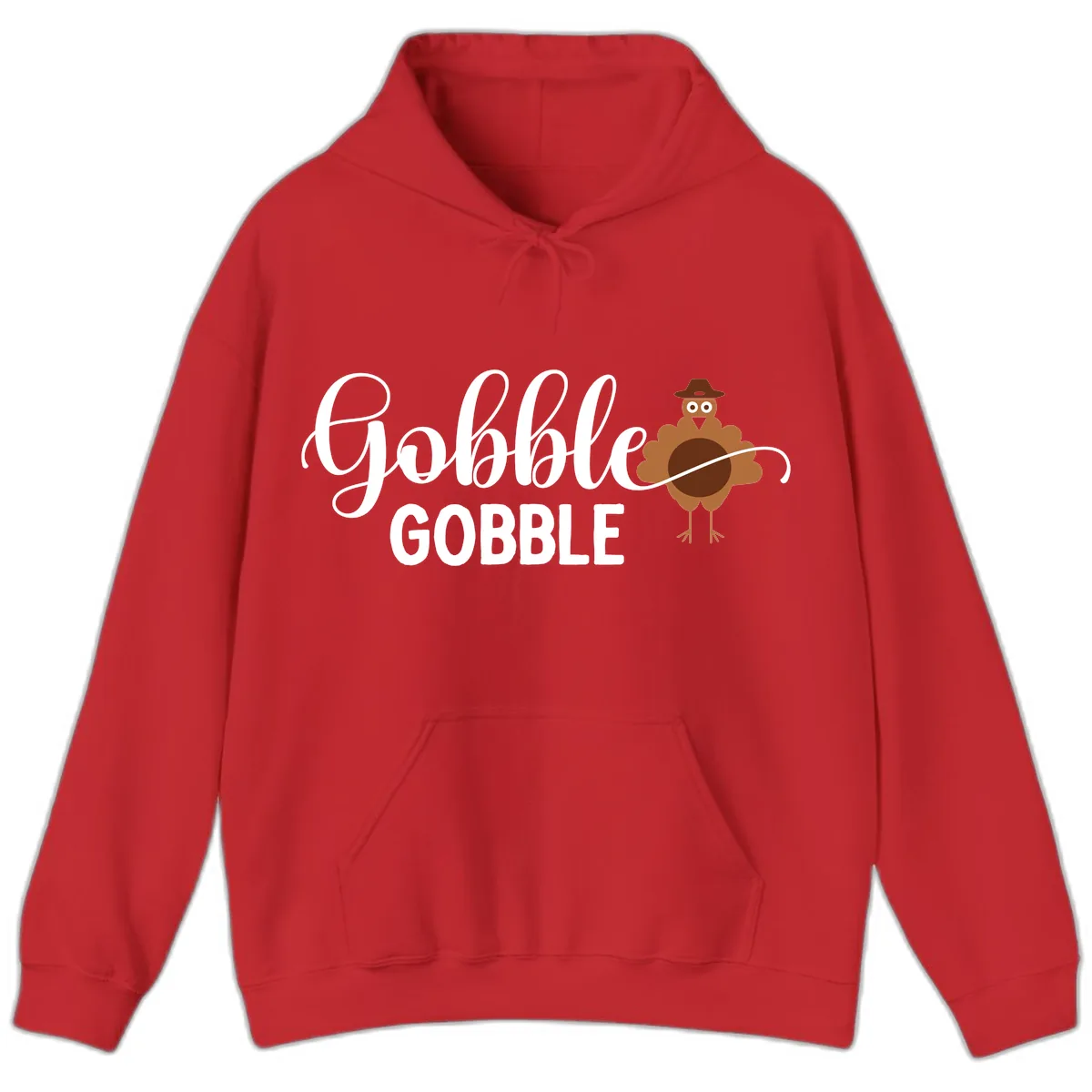 Gobble Gobble Turkey Thanksgiving Celebration Hoodie in Red