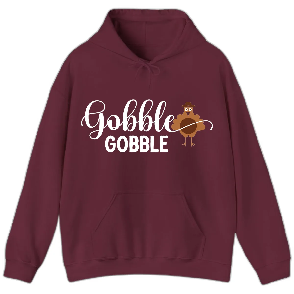 Gobble Gobble Turkey Thanksgiving Celebration Hoodie in Maroon