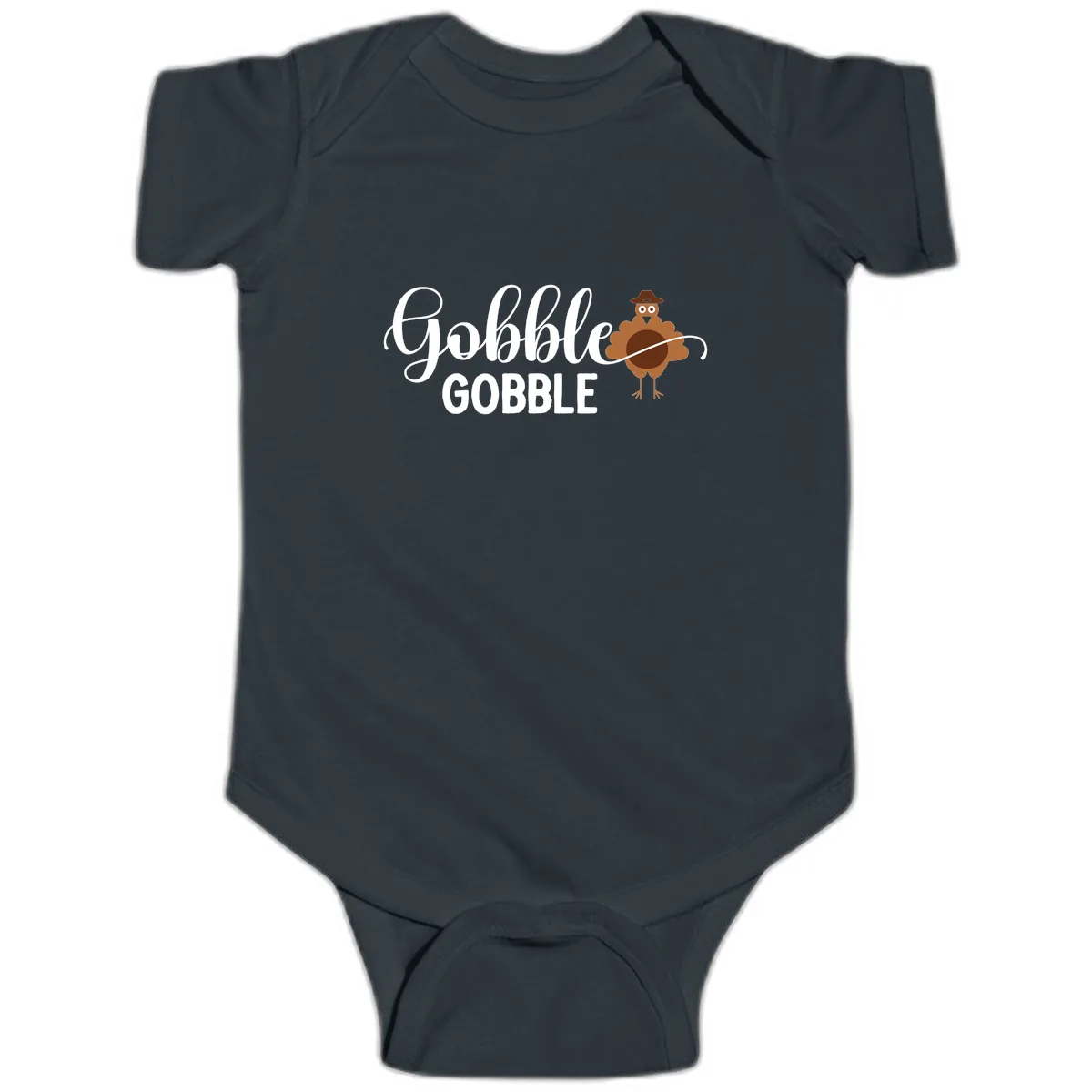 Gobble Gobble Turkey Thanksgiving Celebration Baby Onesie in Black