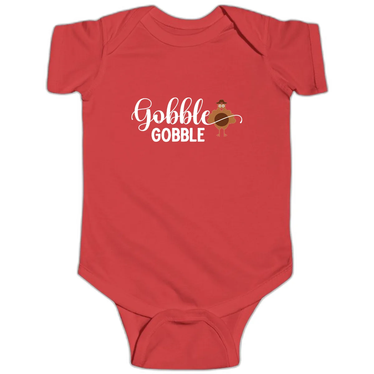 Gobble Gobble Turkey Thanksgiving Celebration Baby Onesie in Red