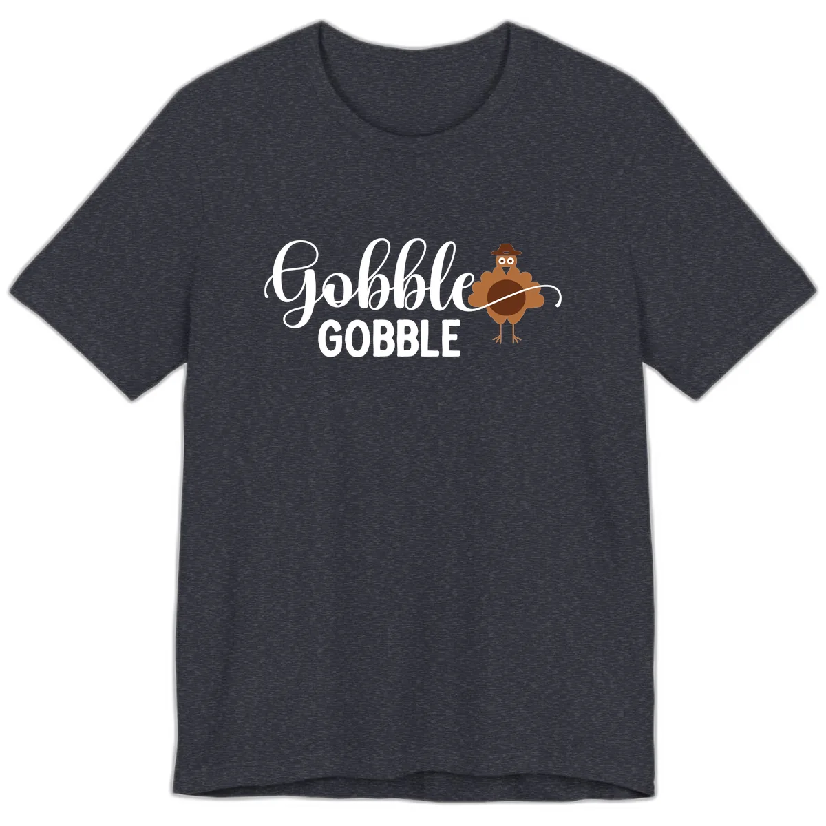 Gobble Gobble Turkey Thanksgiving Celebration Premium T-Shirt in Heather Navy