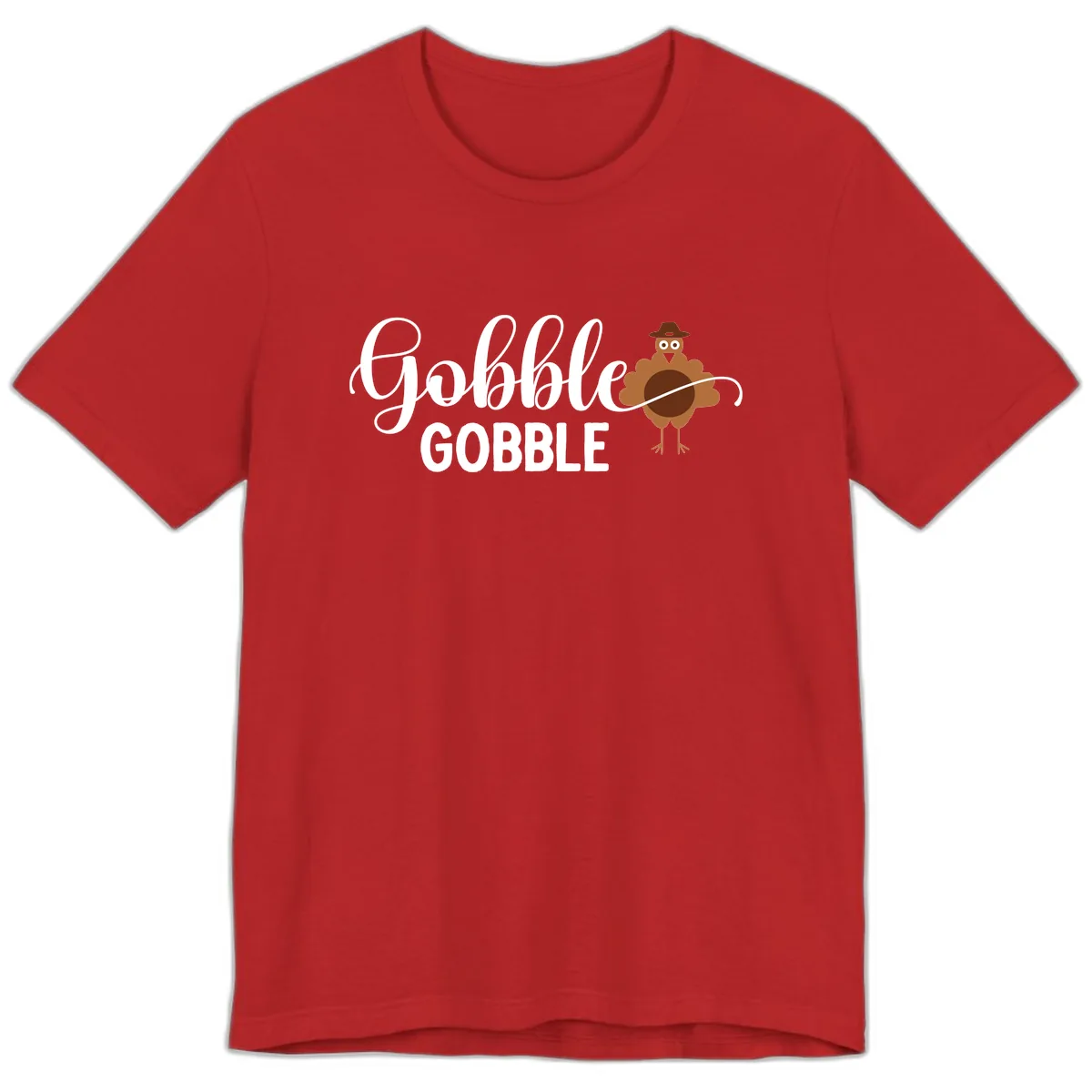 Gobble Gobble Turkey Thanksgiving Celebration Premium T-Shirt in Red