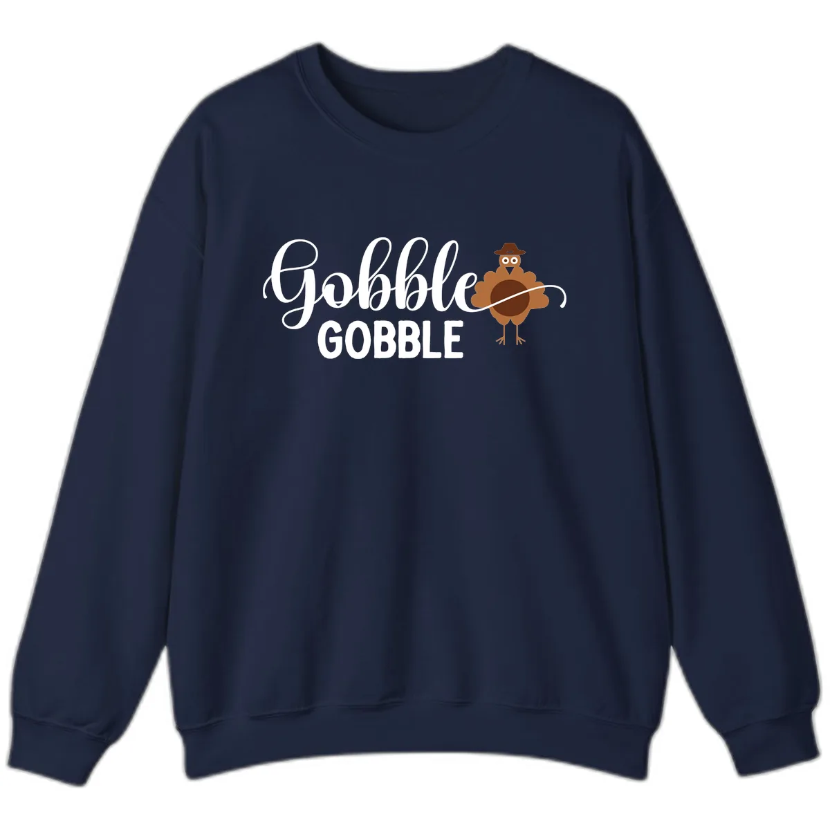 Gobble Gobble Turkey Thanksgiving Celebration Sweatshirt in Navy