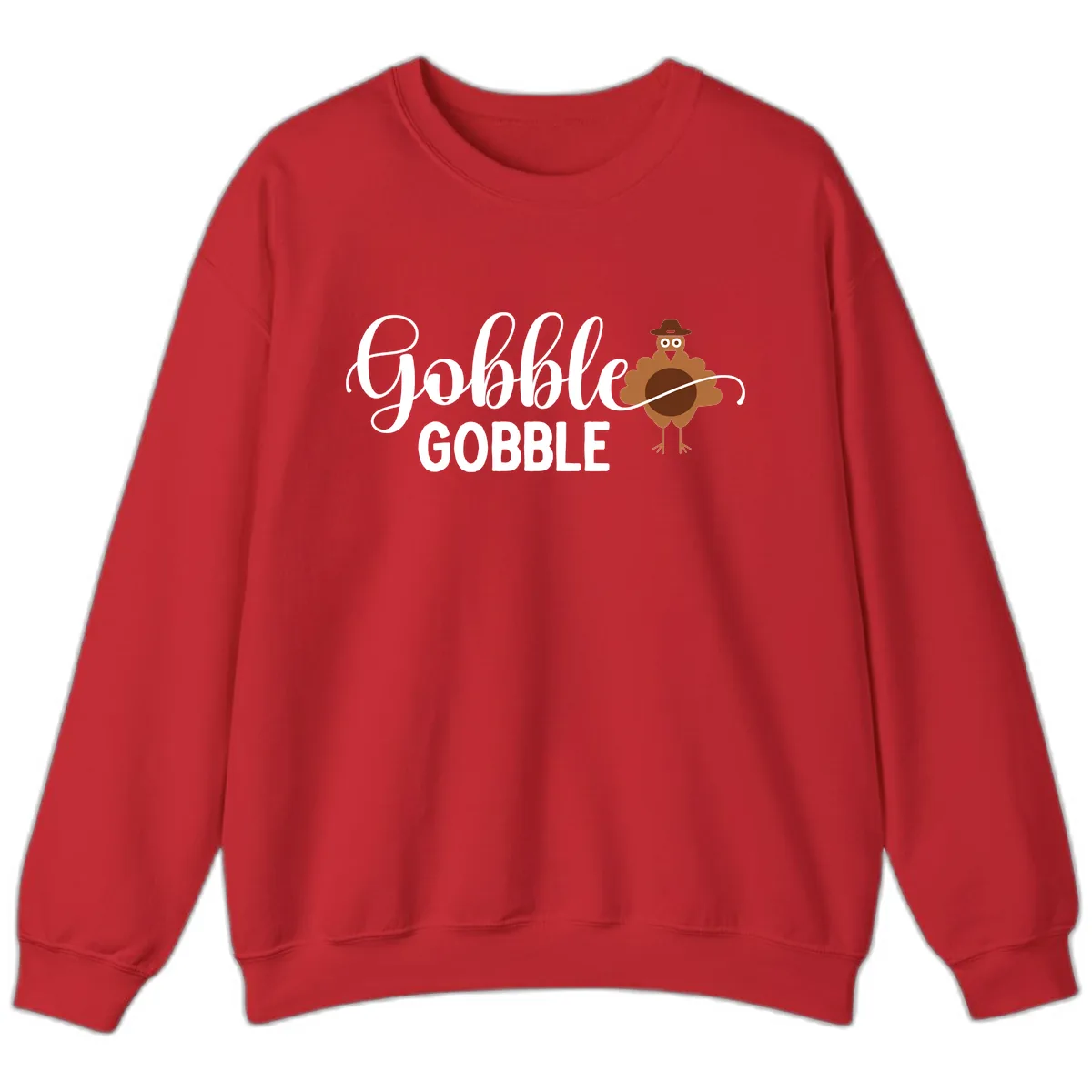 Gobble Gobble Turkey Thanksgiving Celebration Sweatshirt in Red