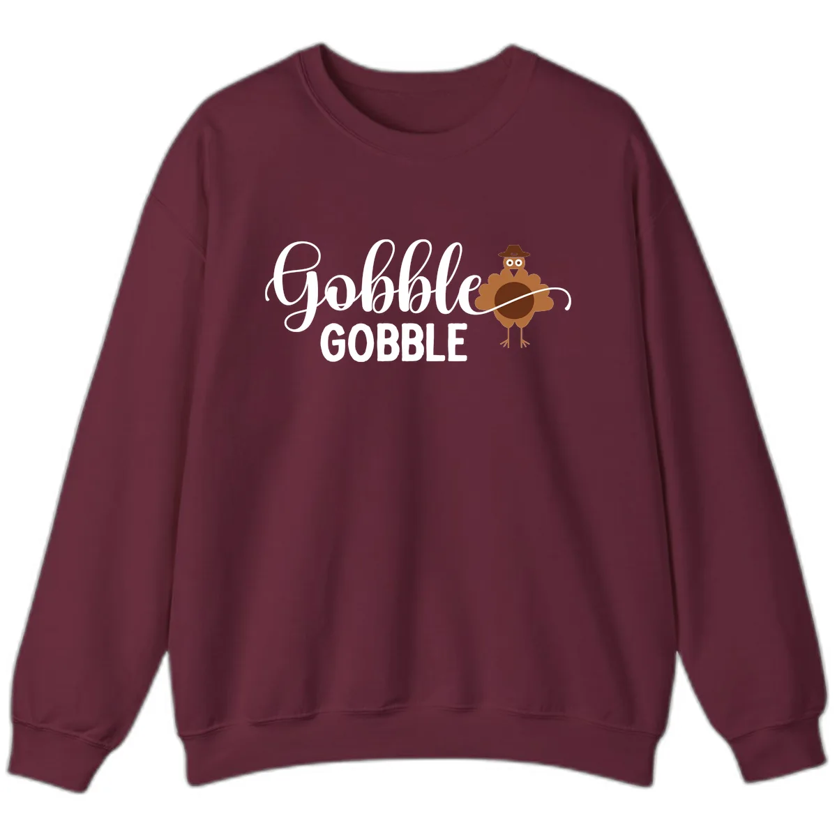 Gobble Gobble Turkey Thanksgiving Celebration Sweatshirt in Maroon