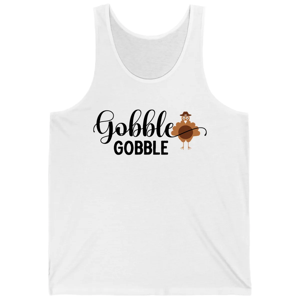 Gobble Gobble Turkey Thanksgiving Celebration Tank in White