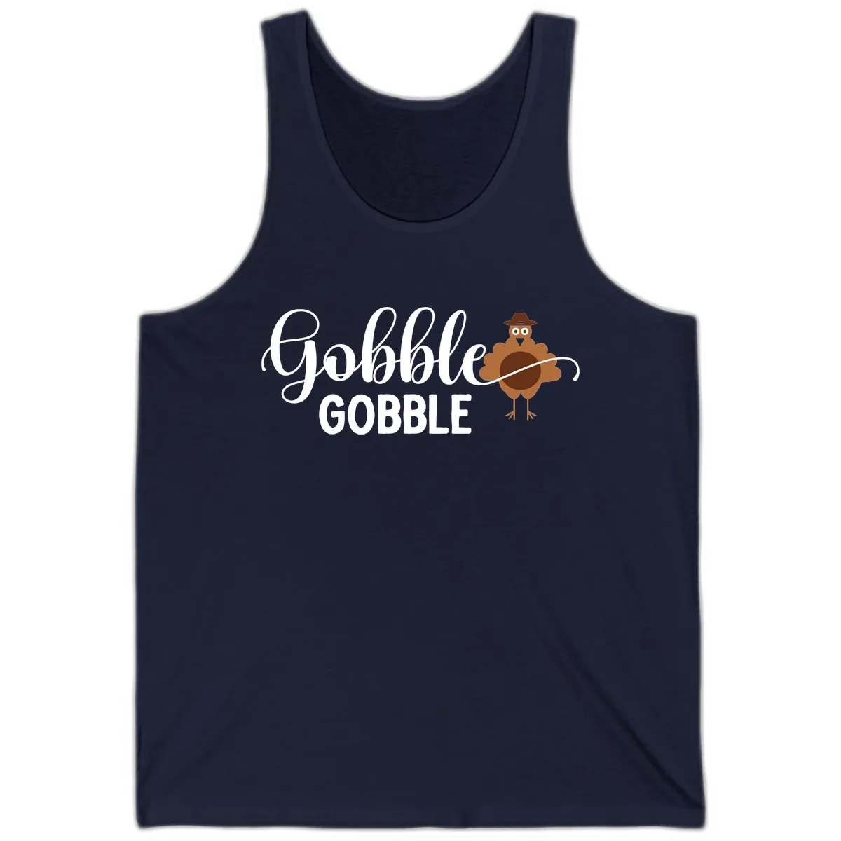Gobble Gobble Turkey Thanksgiving Celebration Tank in Navy