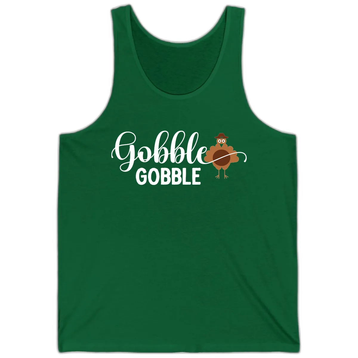 Gobble Gobble Turkey Thanksgiving Celebration Tank in Kelly