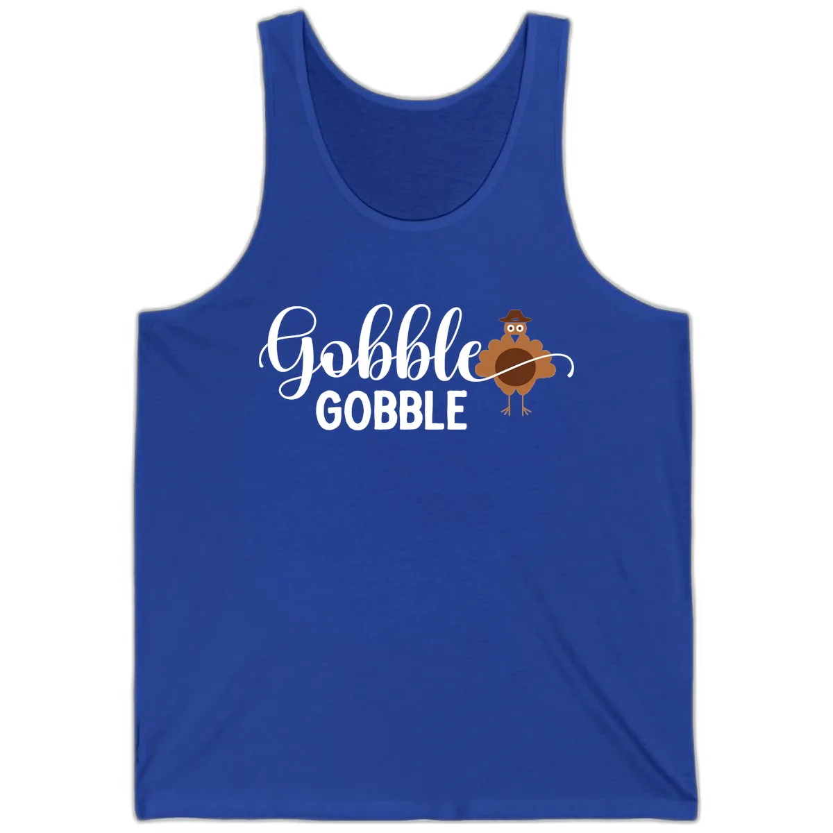 Gobble Gobble Turkey Thanksgiving Celebration Tank in True Royal