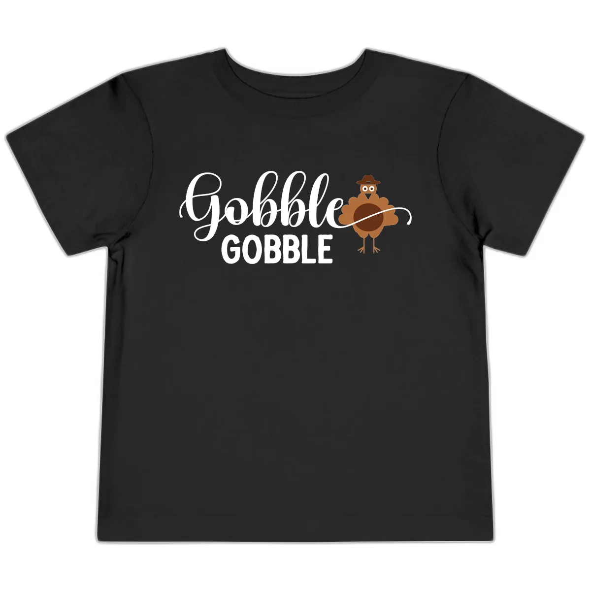 Gobble Gobble Turkey Thanksgiving Celebration Toddler T-Shirt in Black