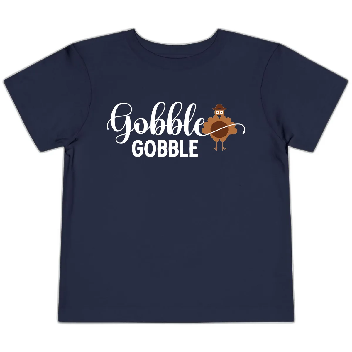 Gobble Gobble Turkey Thanksgiving Celebration Toddler T-Shirt in Navy