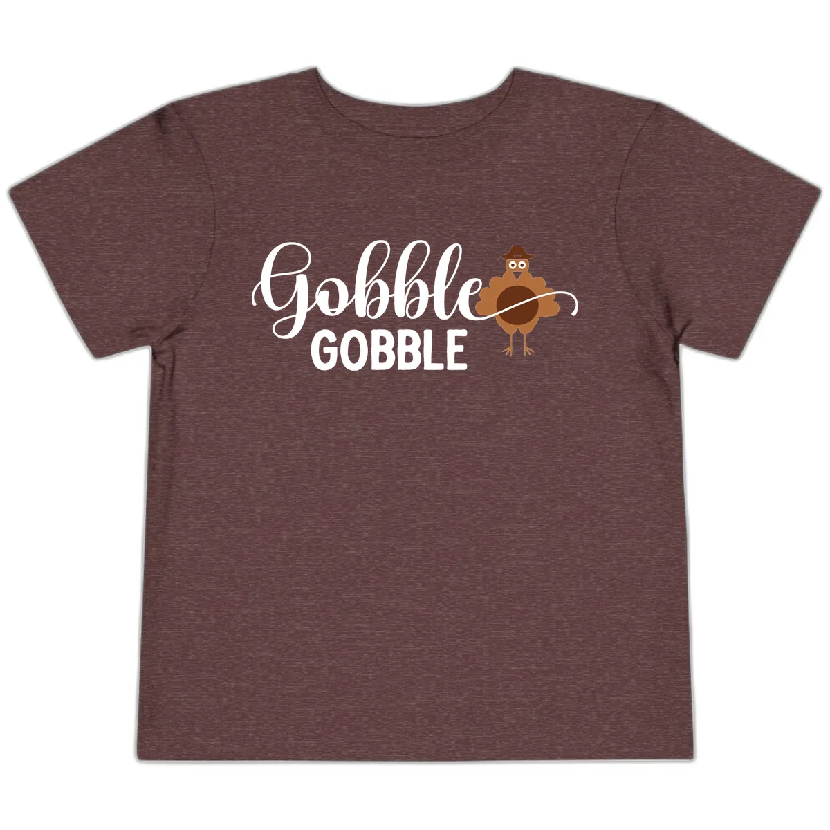 Gobble Gobble Turkey Thanksgiving Celebration Toddler T-Shirt in Heather Maroon