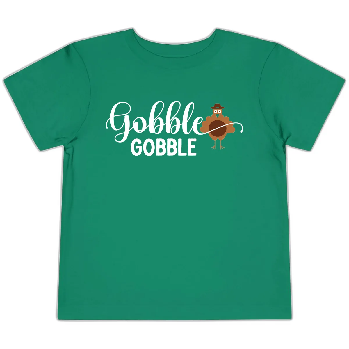 Gobble Gobble Turkey Thanksgiving Celebration Toddler T-Shirt in Kelly