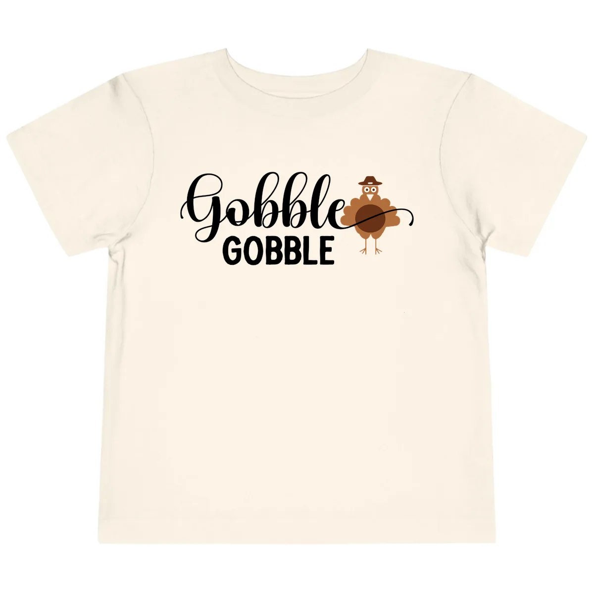 Gobble Gobble Turkey Thanksgiving Celebration Toddler T-Shirt in Natural