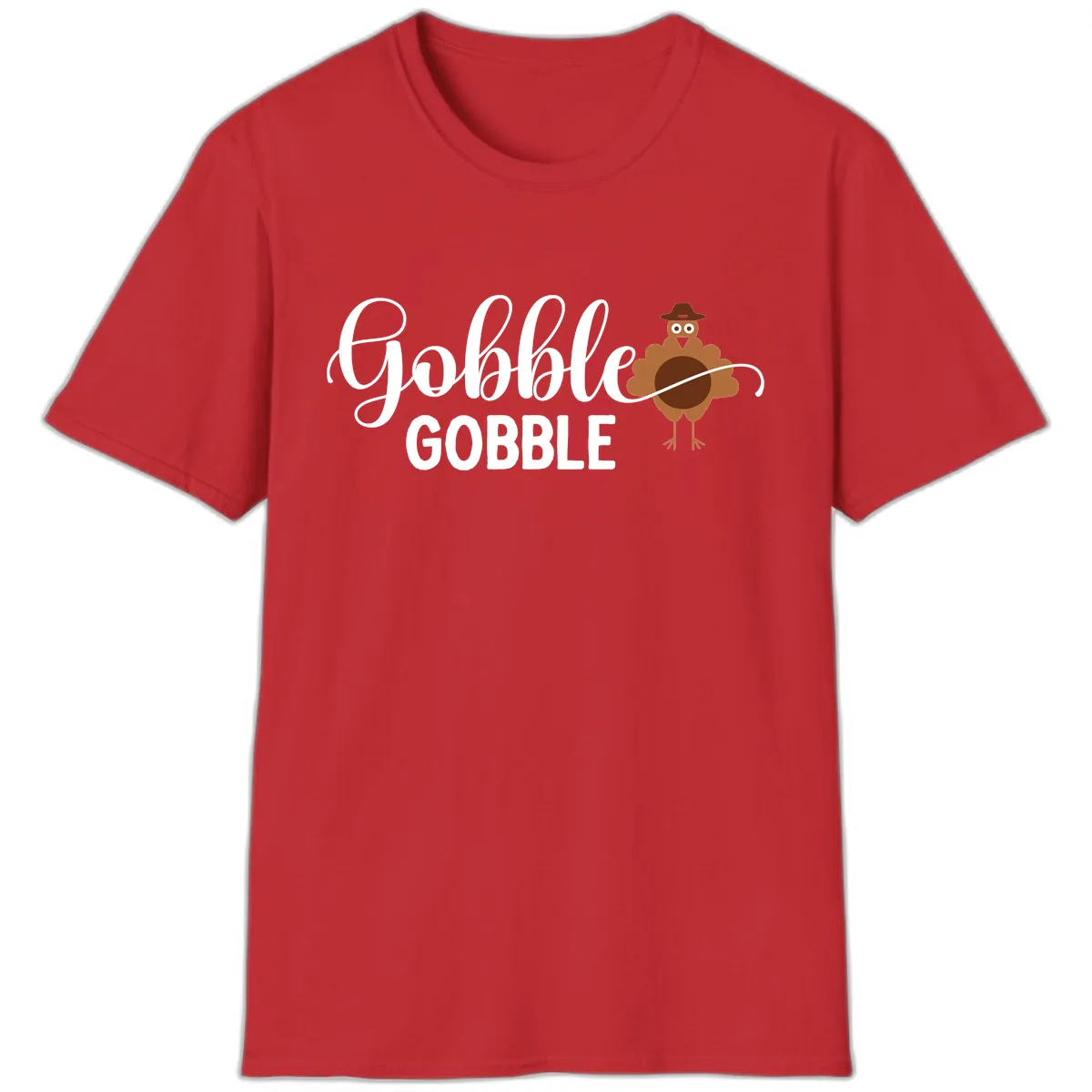 Gobble Gobble Turkey Thanksgiving Celebration T-Shirt in Red