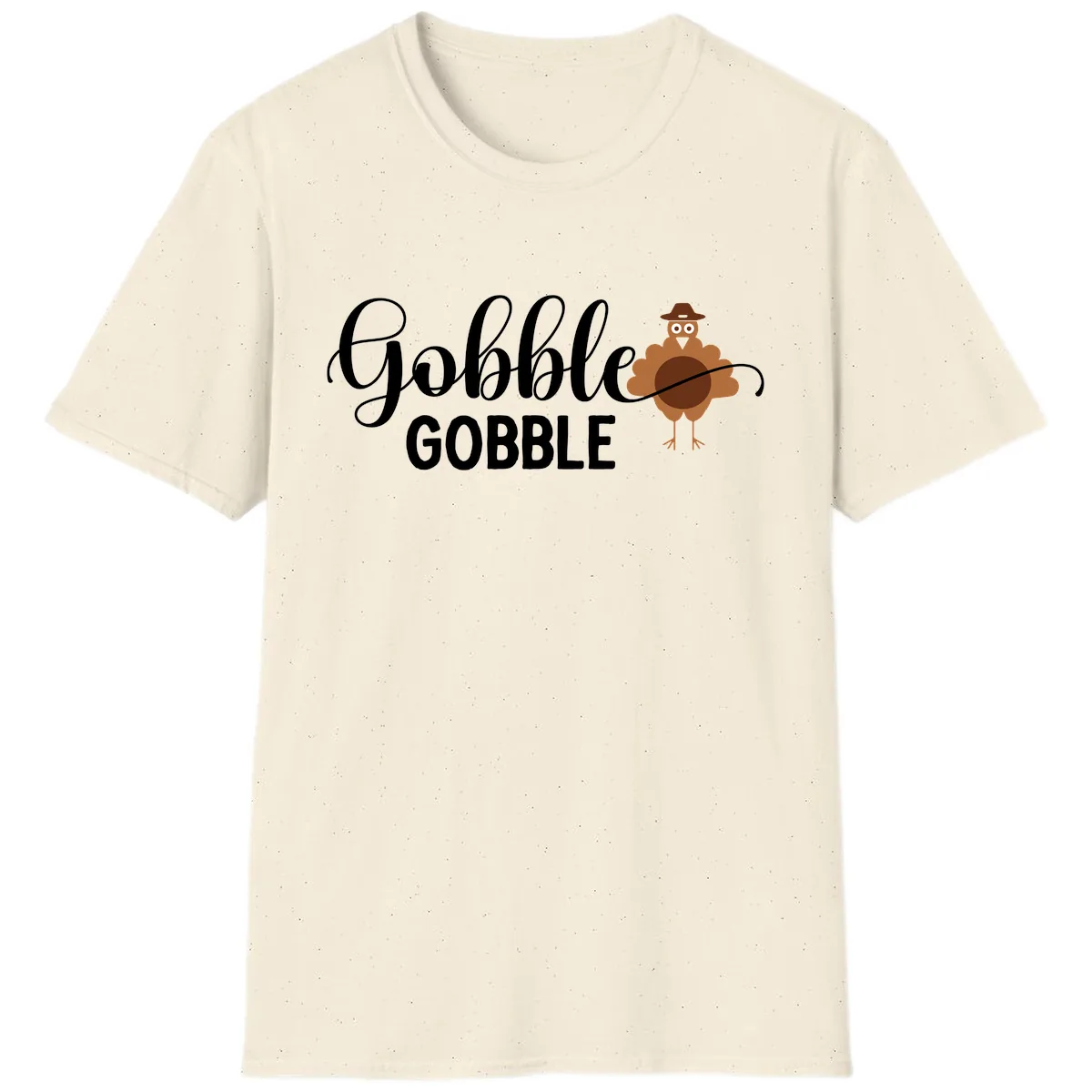 Gobble Gobble Turkey Thanksgiving Celebration T-Shirt in Natural