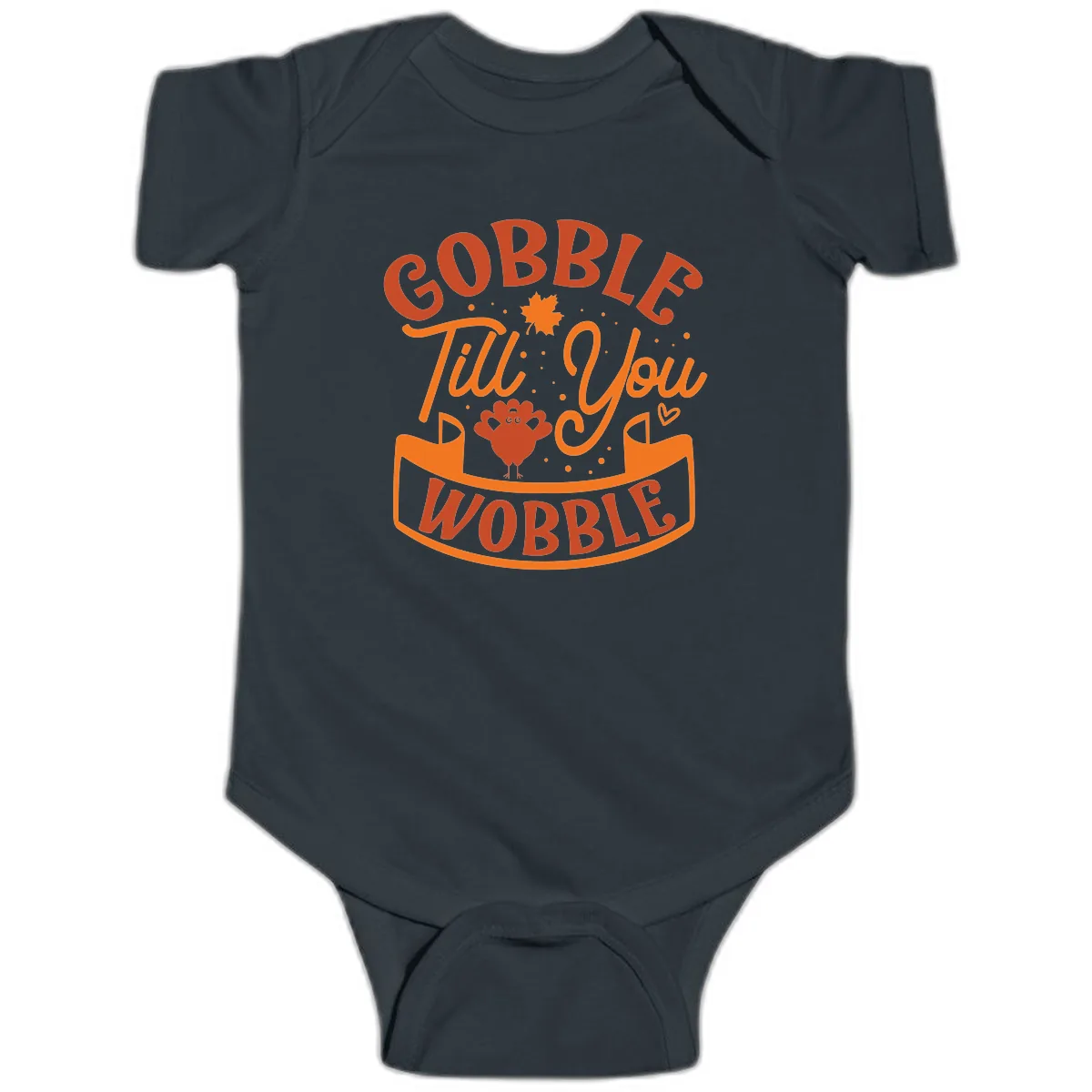 Gobble Till You Wobble Turkey Design Baby Onesie in Black