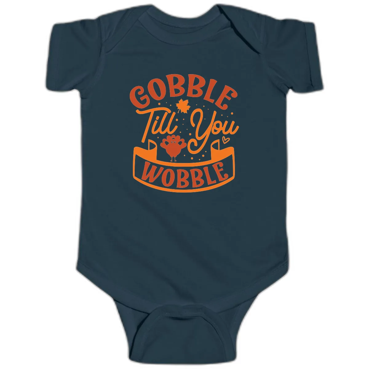 Gobble Till You Wobble Turkey Design Baby Onesie in Navy