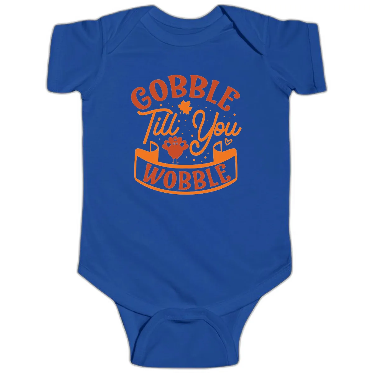Gobble Till You Wobble Turkey Design Baby Onesie in Royal