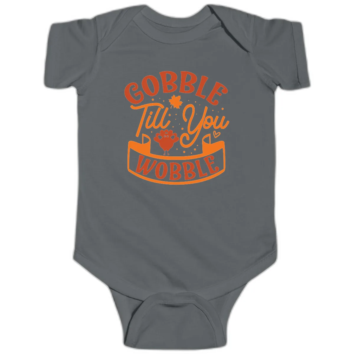 Gobble Till You Wobble Turkey Design Baby Onesie in Charcoal