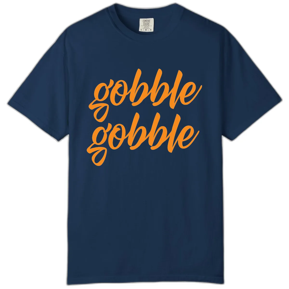 Gobble Gobble Thanksgiving Phrase Comfort Color in Navy