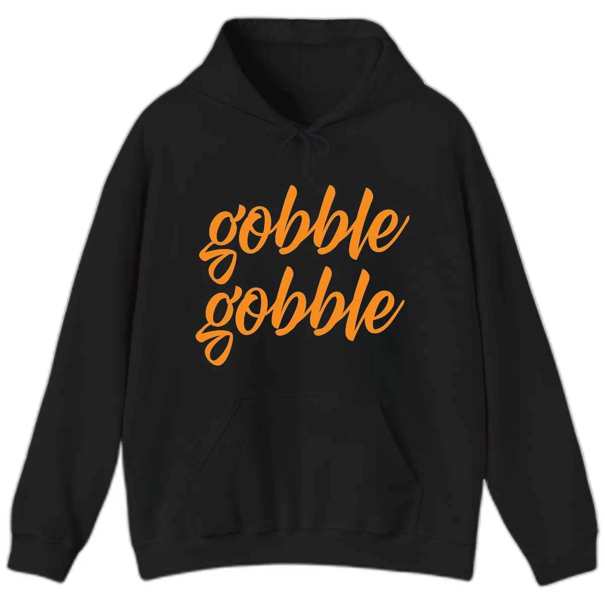 Gobble Gobble Thanksgiving Phrase Hoodie in Black
