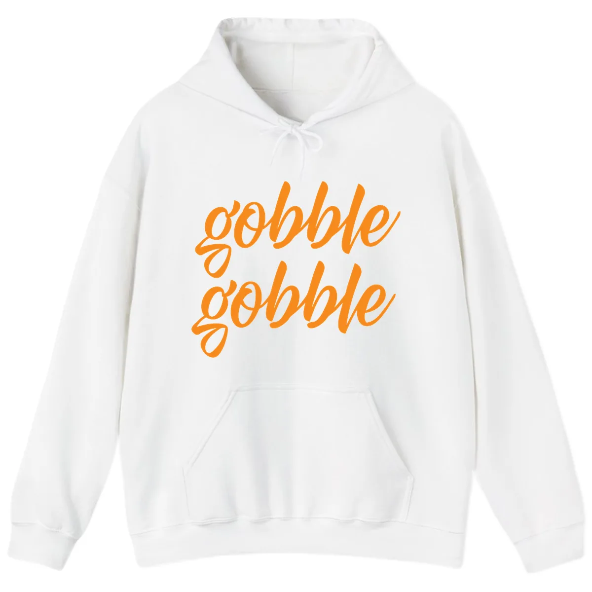 Gobble Gobble Thanksgiving Phrase Hoodie in White