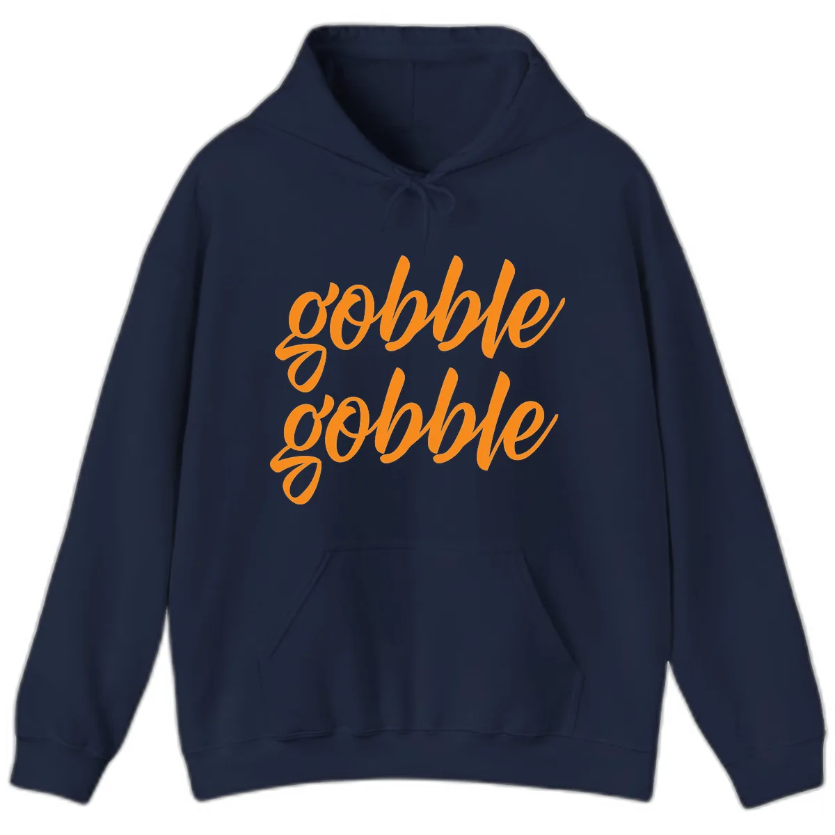 Gobble Gobble Thanksgiving Phrase Hoodie in Navy