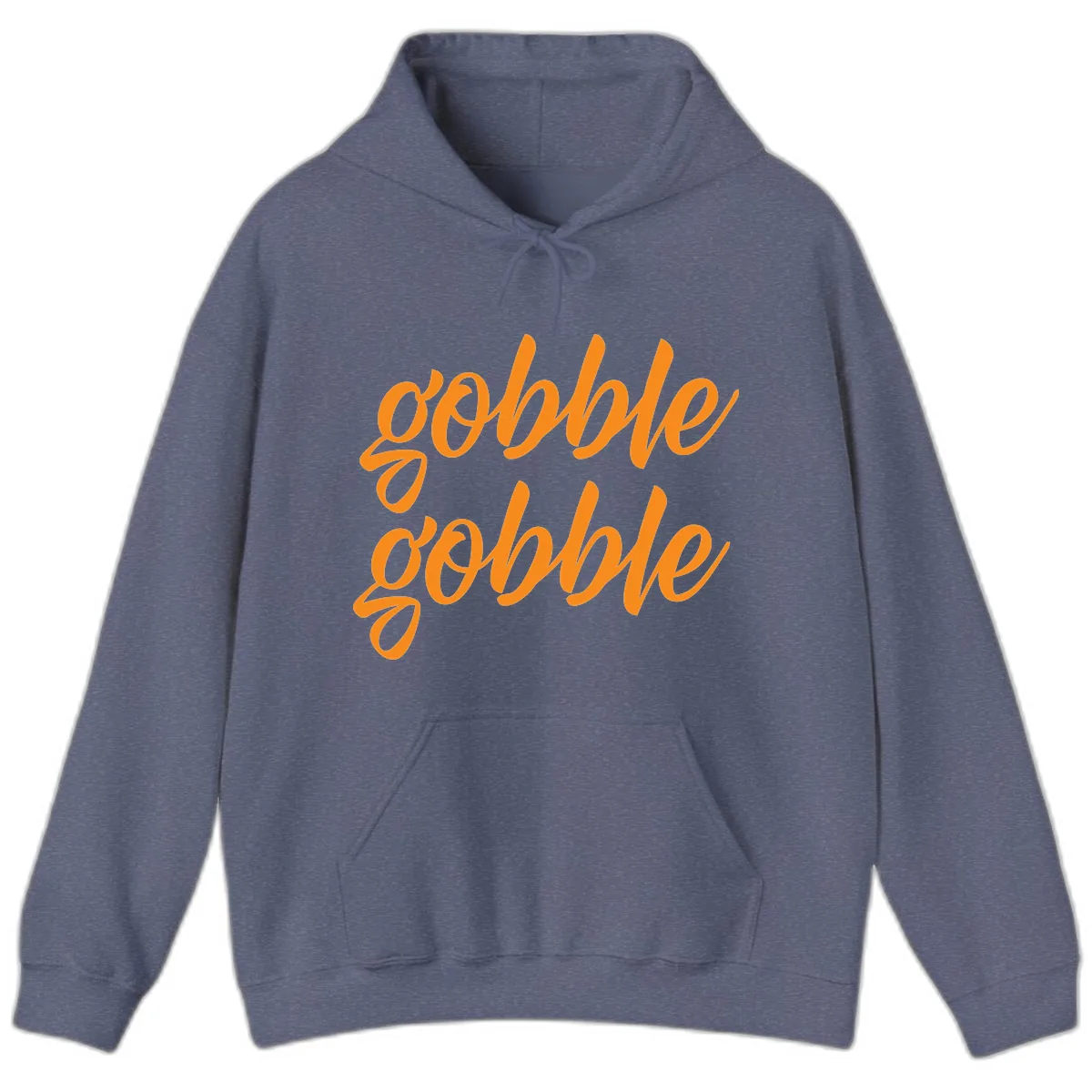 Gobble Gobble Thanksgiving Phrase Hoodie in Heather Navy