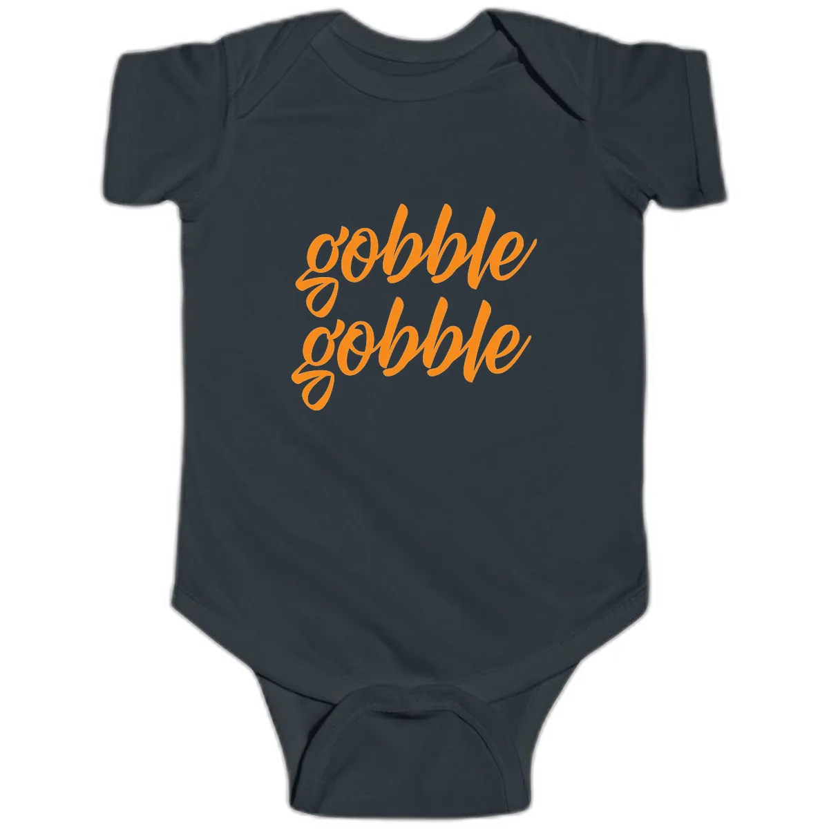 Gobble Gobble Thanksgiving Phrase Baby Onesie in Black