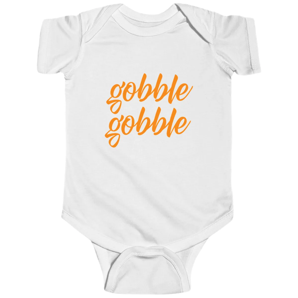 Gobble Gobble Thanksgiving Phrase Baby Onesie in White