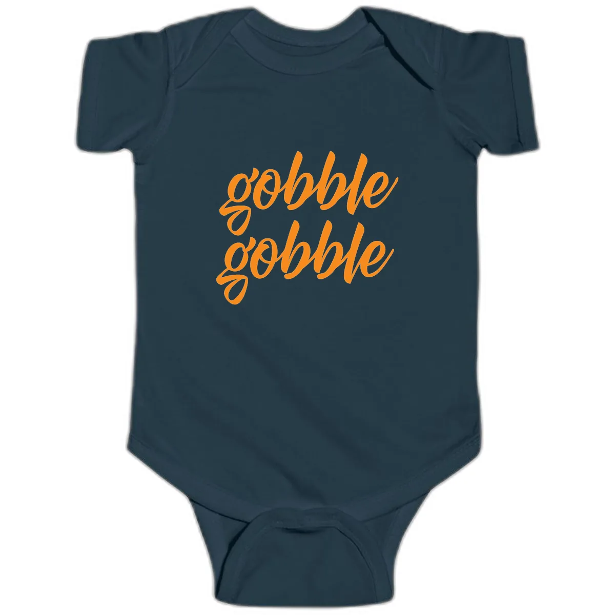Gobble Gobble Thanksgiving Phrase Baby Onesie in Navy