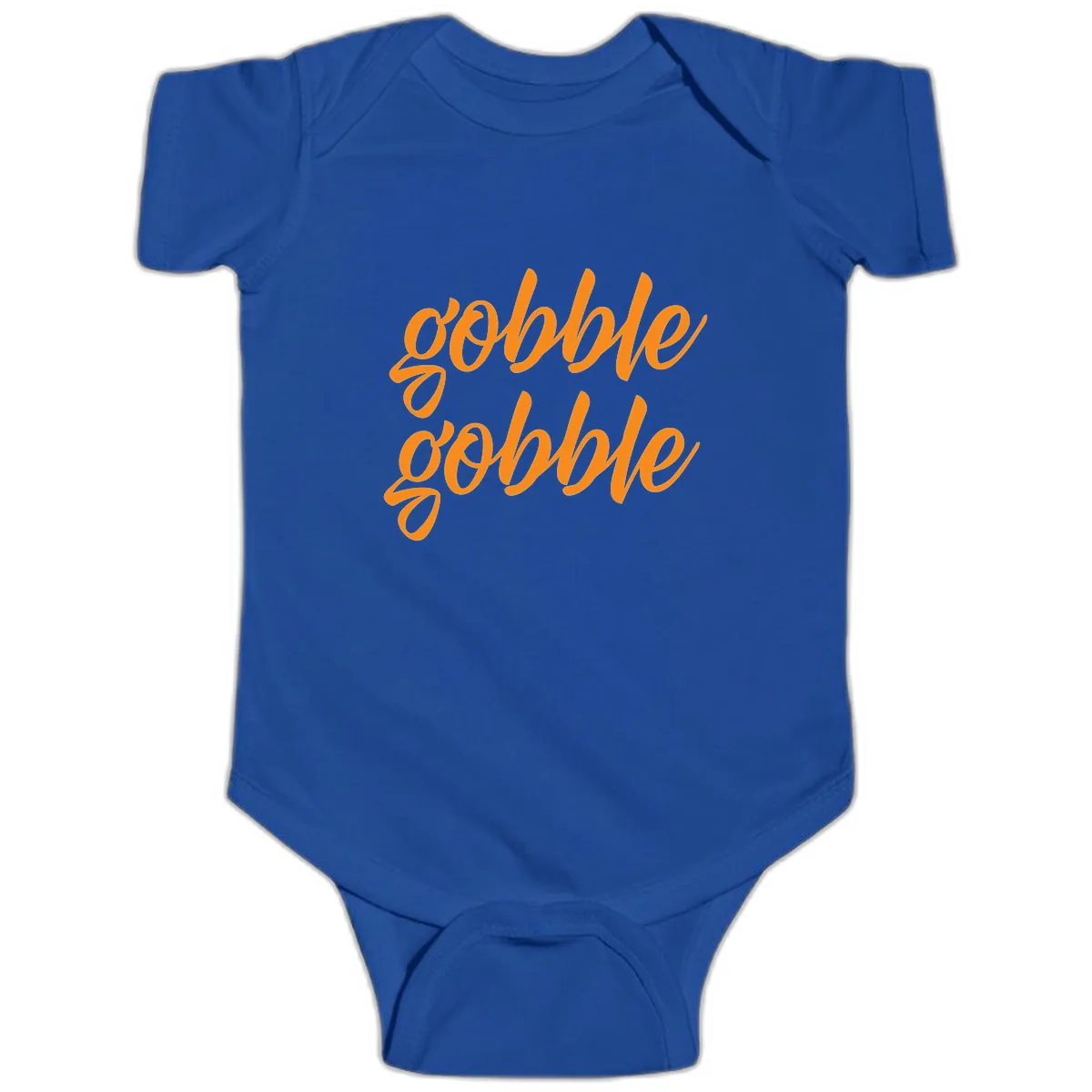 Gobble Gobble Thanksgiving Phrase Baby Onesie in Royal