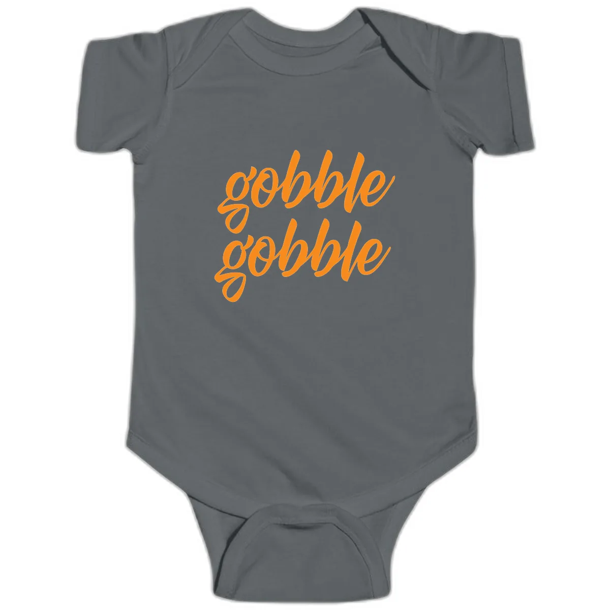 Gobble Gobble Thanksgiving Phrase Baby Onesie in Charcoal