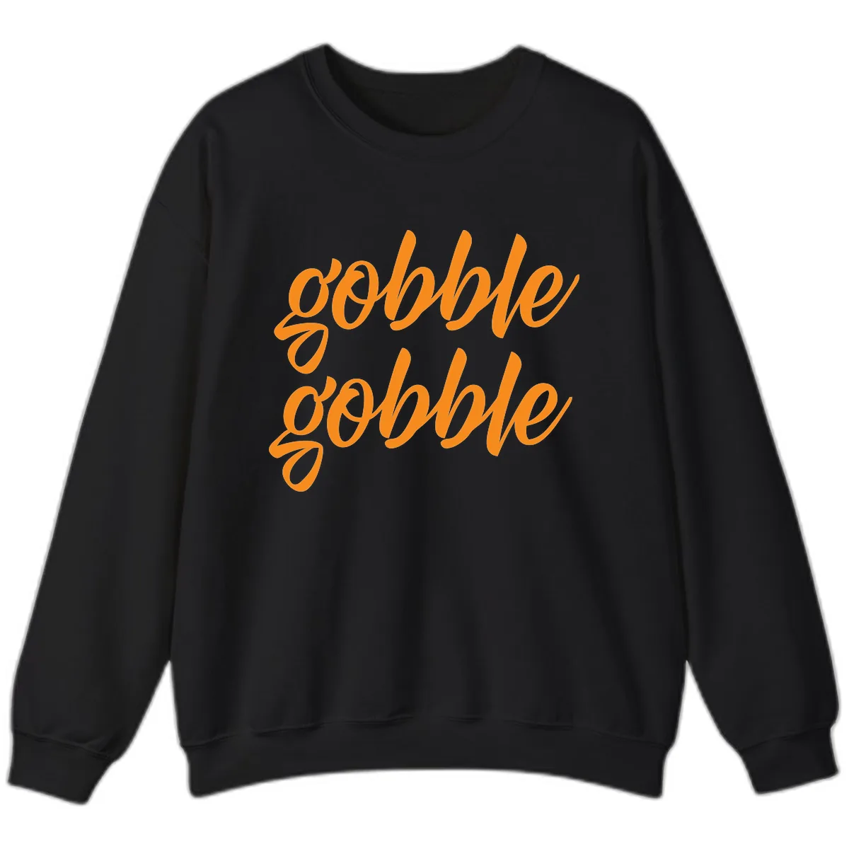 Gobble Gobble Thanksgiving Phrase Sweatshirt in Black