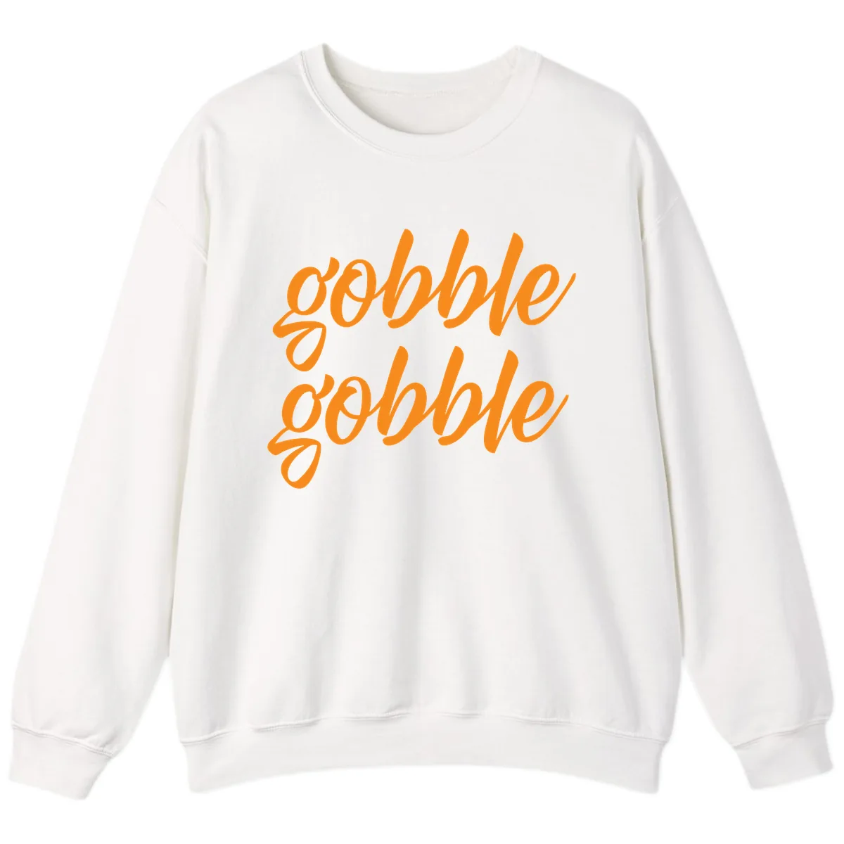Gobble Gobble Thanksgiving Phrase Sweatshirt in White
