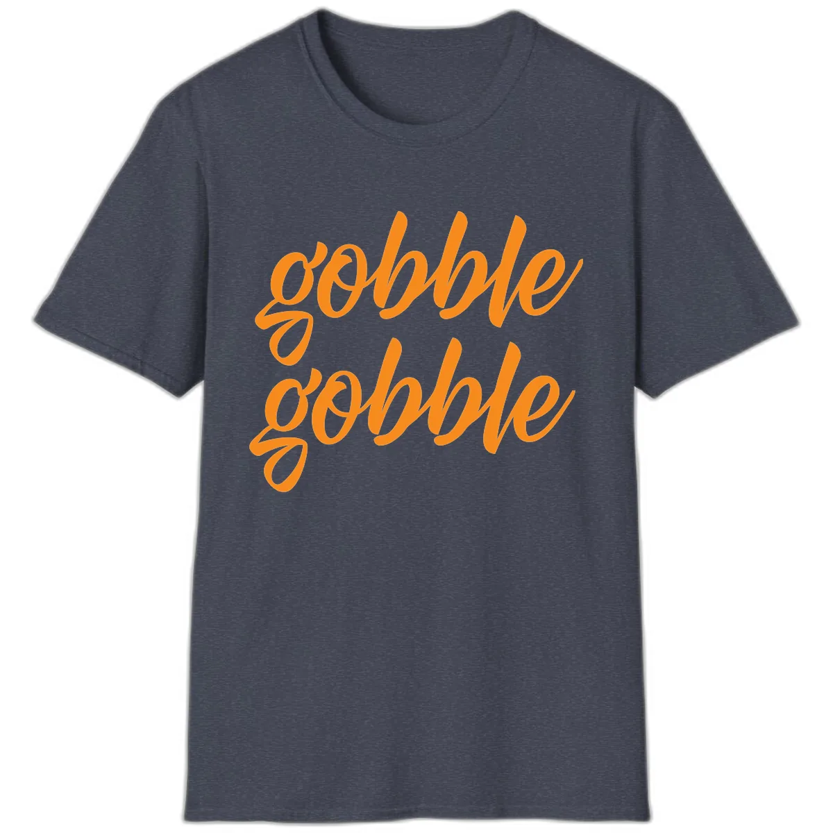 Gobble Gobble Thanksgiving Phrase T-Shirt in Heather Navy
