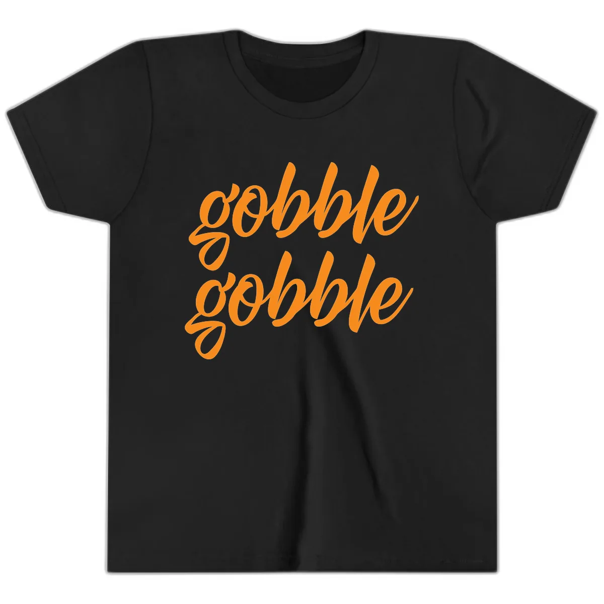 Gobble Gobble Thanksgiving Phrase Youth T-Shirt in Black