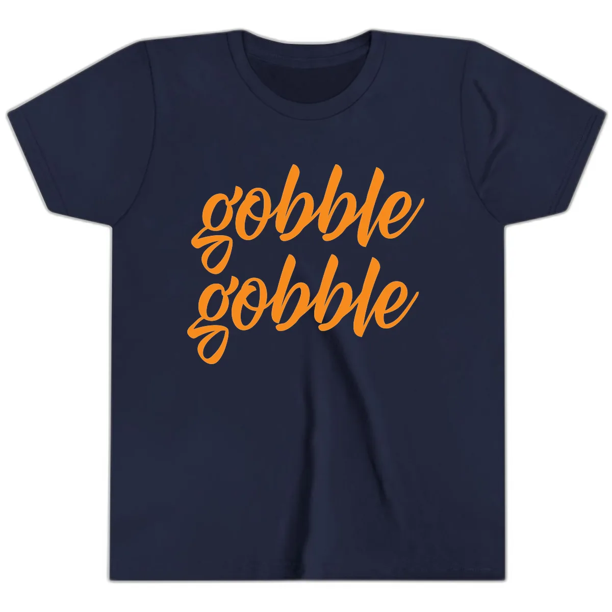 Gobble Gobble Thanksgiving Phrase Youth T-Shirt in Navy
