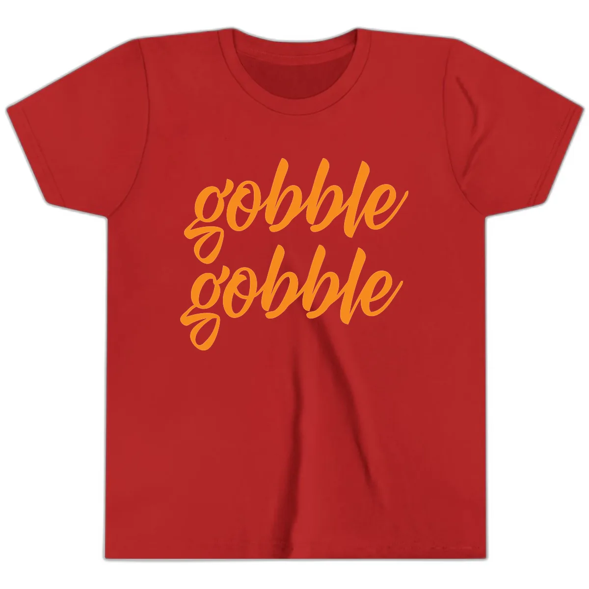 Gobble Gobble Thanksgiving Phrase Youth T-Shirt in Red