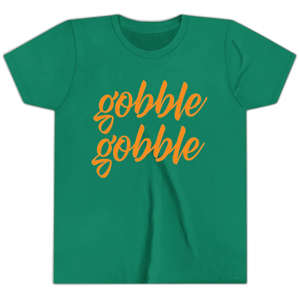 Gobble Gobble Thanksgiving Phrase Youth T-Shirt in Kelly