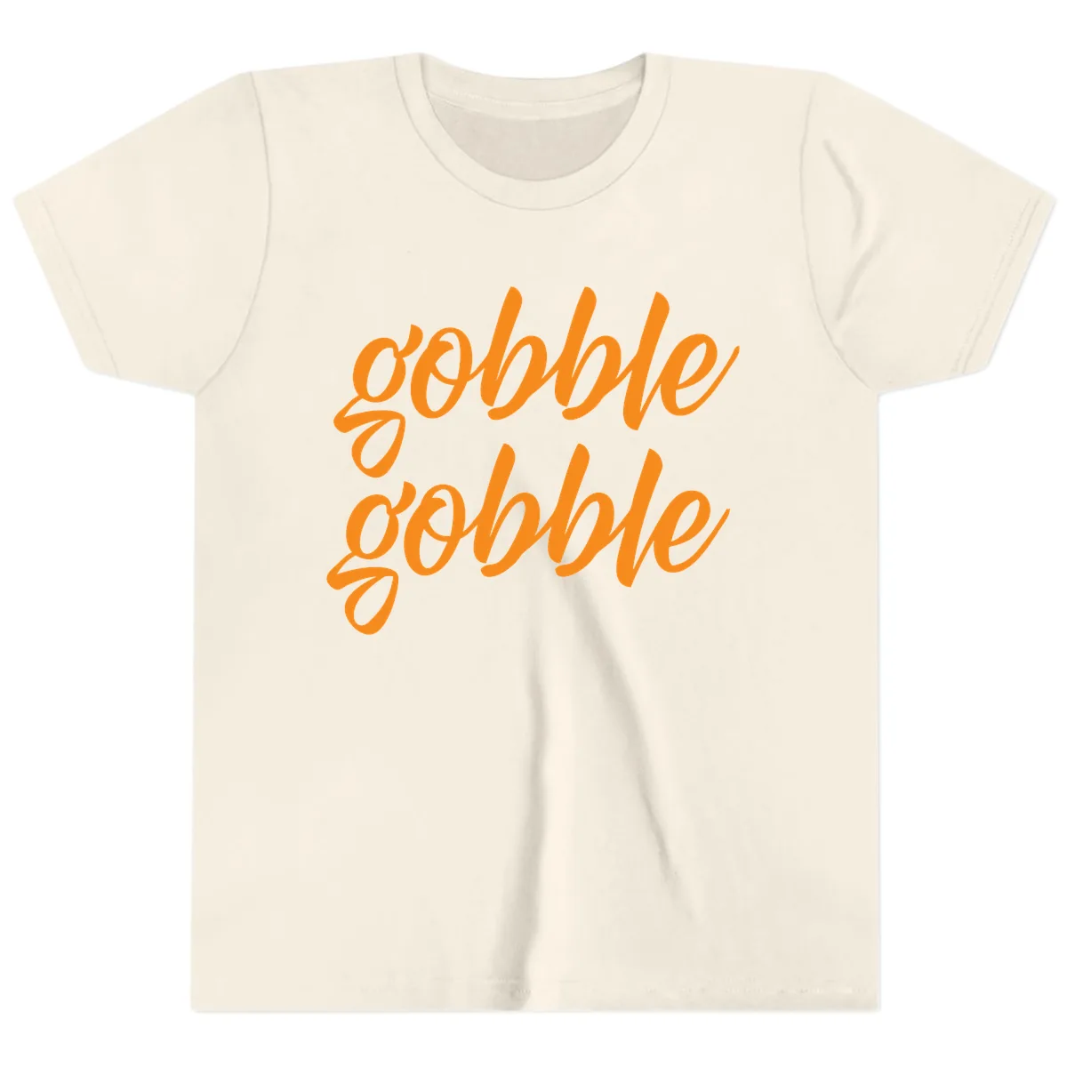 Gobble Gobble Thanksgiving Phrase Youth T-Shirt in Natural
